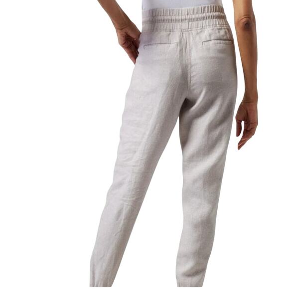 Athleta Women’s Linen Jogger Animal Print Beige SZ 14 - Picture 2 of 16